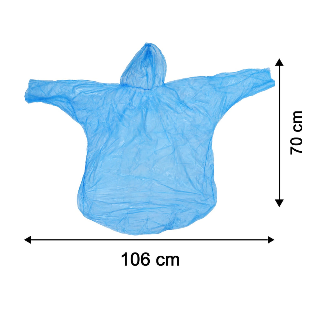 Disposable Rain Coat With Hood Waterproof Plastic Poncho Unisex (1 Pc)