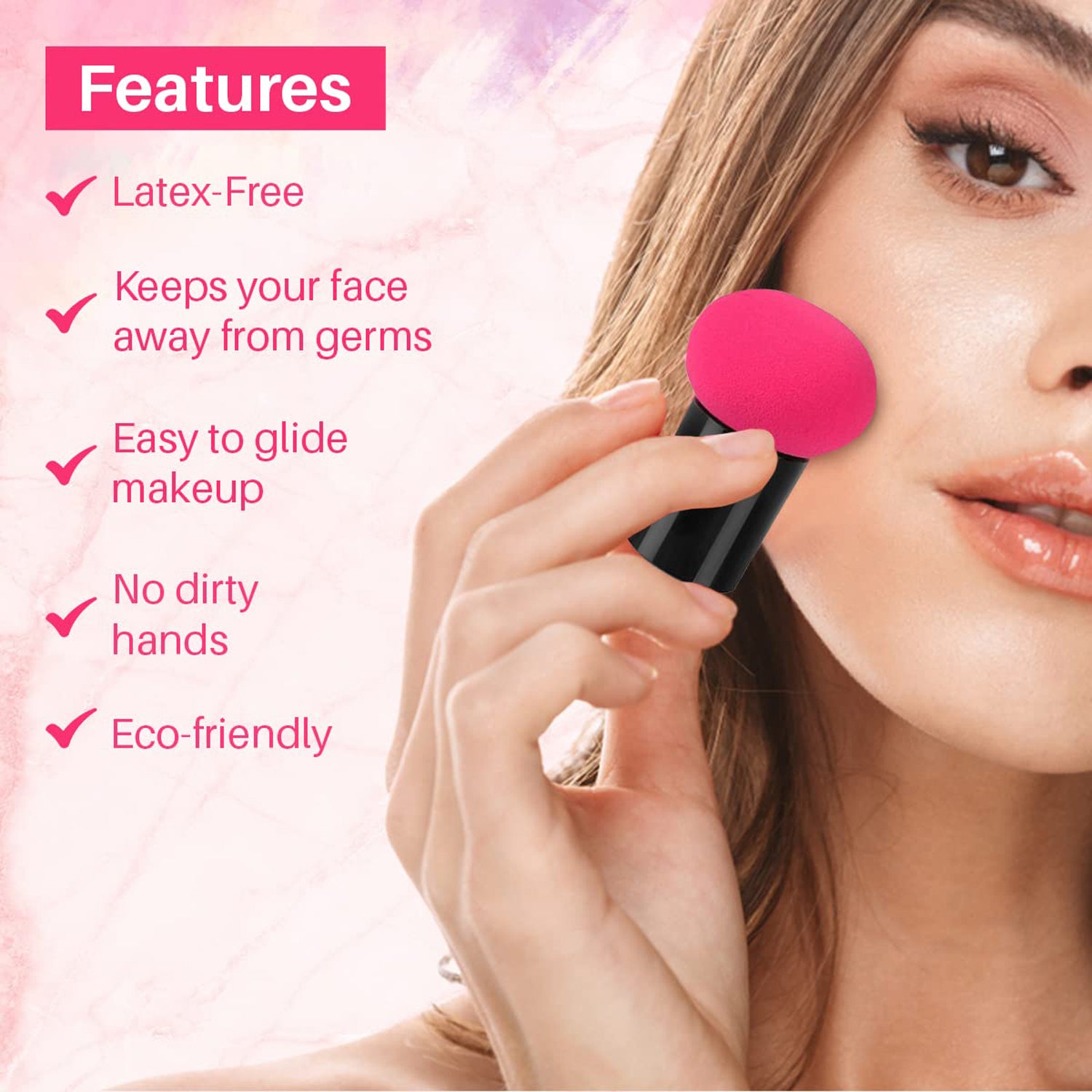 Professional Makeup Sponge Puff With Handle (1 Pc)