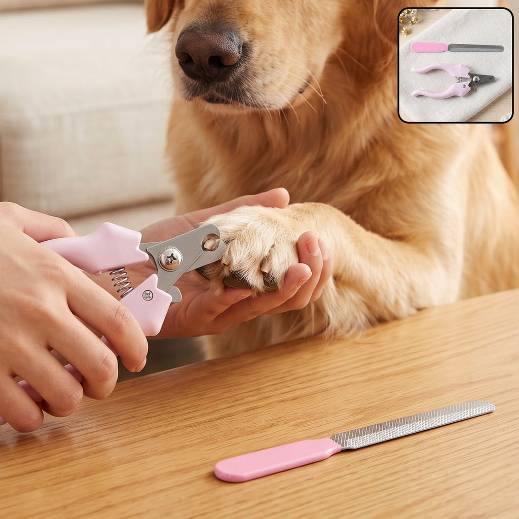 Pet Nail Clipper And Filer Home Grooming Set For Dogs Cats And Small Pets (2 Pc)