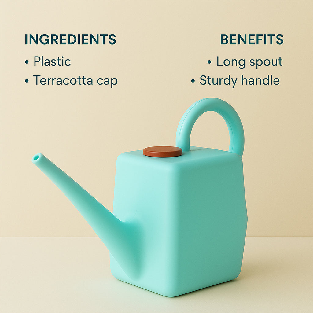 2 Litre Heavy-duty Plastic Gardening Watering Can With Long Spout  Ergonomic Handle