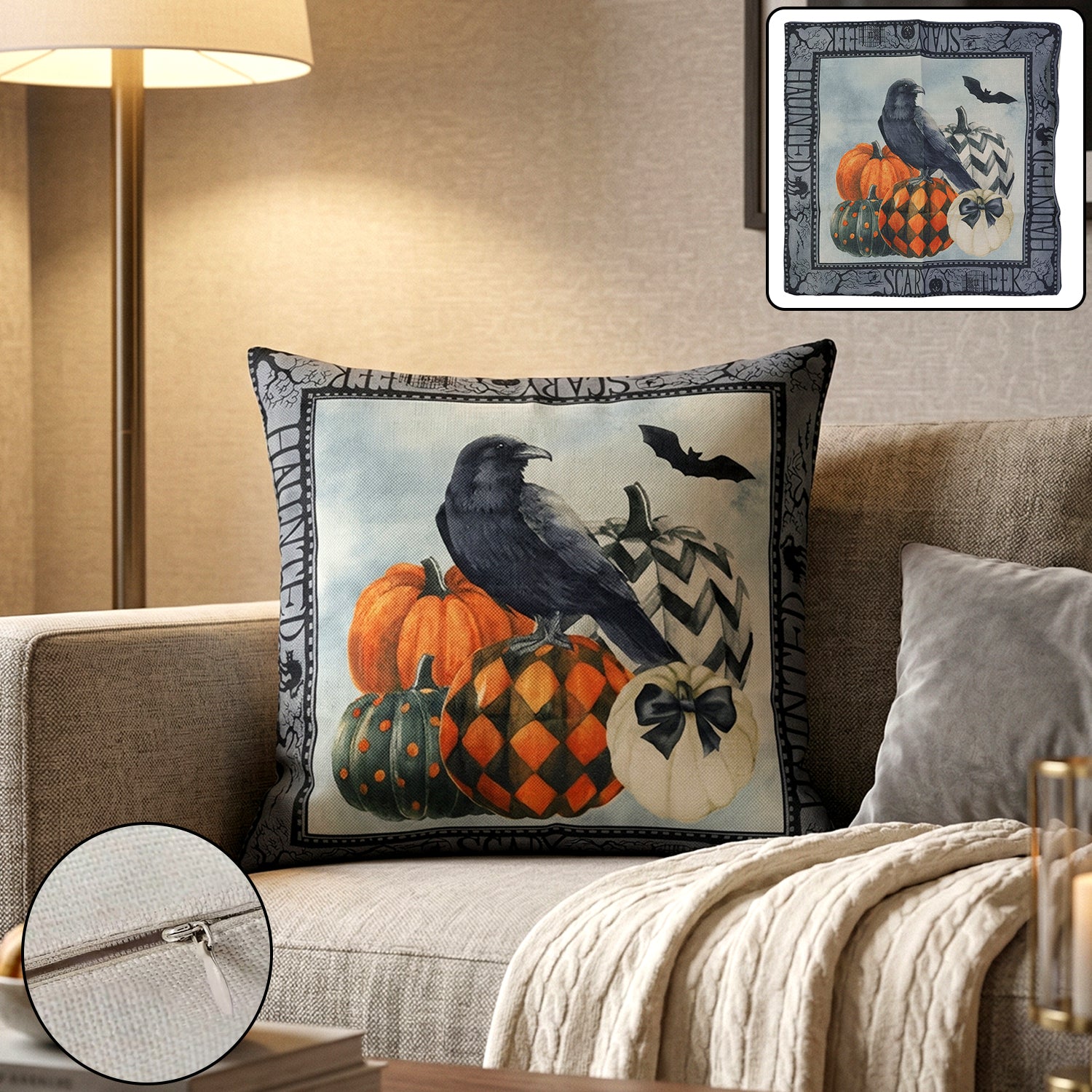 45x45 Cm Decorative Printed Cushion Pillow Cover With Zipper (1 Pc)